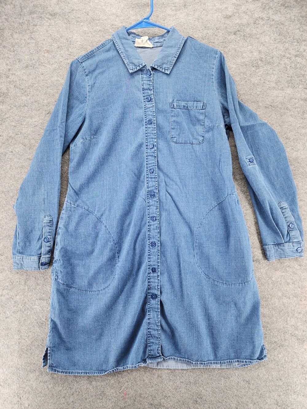 Bridge Hampton Isaac Mizrahi Dress Womens Medium Petite Blue Denim